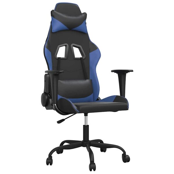 vidaXL Chaise de jeu Noir et bleu Similicuir