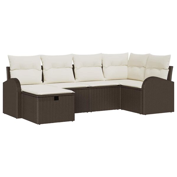 vidaXL Ensemble de canapé de jardin avec coussin 6 Pièces Marron et crème