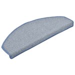 vidaXL Tapis d'escalier 30 pièces 65 x 24 x 4 cm Gris clair et bleu Demi-rond Grand