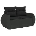 vidaXL Salon de jardin 8 Pièces avec coussins noir résine tressée
