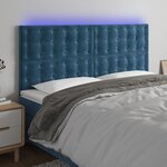 vidaXL Tête de lit à LED Bleu foncé 160x5x118/128 cm Velours