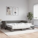 vidaXL Lit de jour avec lit gigogne gris foncé 100x200 cm tissu