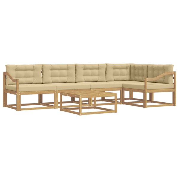 vidaXL Ensemble de canapés d'extérieur 6 pc Blanc et Beige Polyester