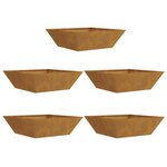 vidaXL Bacs à plantes de jardin   5 Pièces  50x50x15 cm en acier corten.