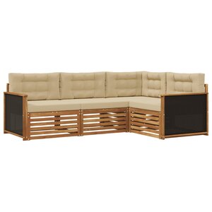 vidaXL Ensemble de canapés d'extérieur 4 pc Naturel et Beige Polyester