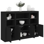 vidaXL Buffets avec lumières LED 3 Pièces noir bois d'ingénierie