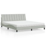 vidaXL Lit avec matelas gris clair 180x200 cm velours