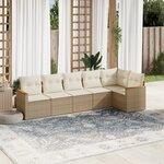 vidaXL Salon de jardin avec coussins 6 Pièces beige résine tressée