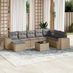 vidaXL Salon de jardin avec coussins 9 Pièces beige résine tressée