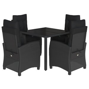 vidaXL Ensemble à manger de jardin coussins 5Pièces Noir Résine tressée