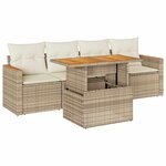 vidaXL Salon de jardin avec coussins 5 Pièces beige résine tressée acacia