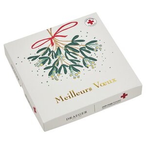 Lot de 6 cartes de voeux avec enveloppe  coffret croix-rouge meilleurs voeux - or - draeger paris