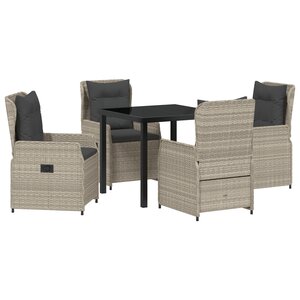 vidaXL Ensemble de Salle à Manger de Jardin 5 Pièces Rattan Poly Gris Clair