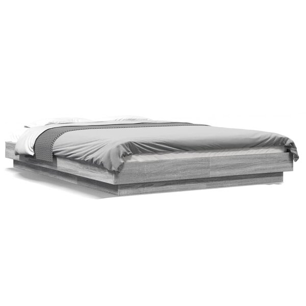vidaXL Cadre de lit et lumières LED sans matelas sonoma gris 120x200cm