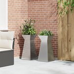 vidaXL Jardinières sur pied   2 pièces avec bols de 35x35x73 cm en acier galvanisé.