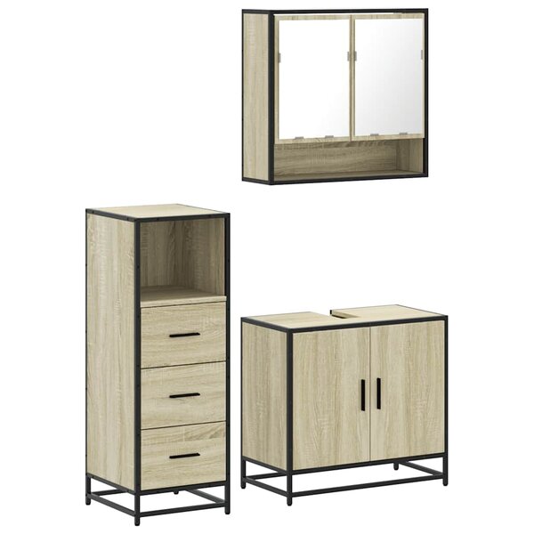 vidaXL Ensemble de meubles de salle de bain 3 Pièces chêne sonoma