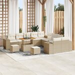 Ensemble de canapé de jardin vidaXL 13 pièces avec coussins beige en poly rotin