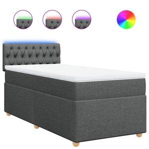vidaXL Sommier à lattes de lit avec matelas Gris foncé 80x200 cm Tissu