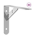 vidaXL Supports d'étagères 4 Pièces 20x2 5x14 cm argenté acier inoxydable