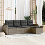 vidaXL Salon de jardin 5 Pièces avec coussins gris résine tressée