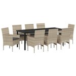 vidaXL Ensemble de salle à manger pour jardin 9 Pièces Gris clair