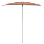 vidaXL Demi-parasol de jardin avec mât 180x90 cm terre cuite