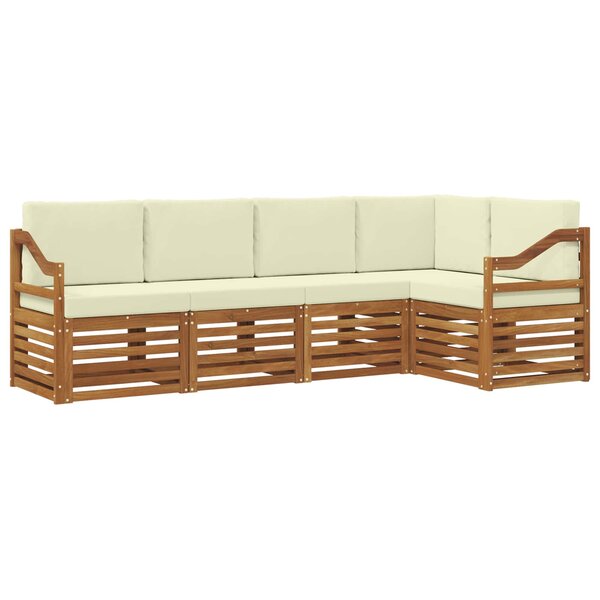 vidaXL Ensemble de canapé d'angle avec coussin 5 Pièces Naturel et Crème