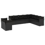 vidaXL Salon de jardin 10 Pièces avec coussins noir résine tressée