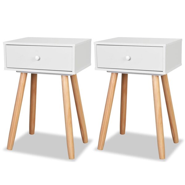vidaXL Table de chevet 2 Pièces Bois de pin massif 40 x 30 x 61 cm Blanc