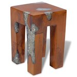 vidaXL Tabouret Bois de teck massif et résine