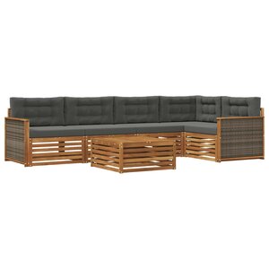 vidaXL Ensemble de canapés d'extérieur 6 pc Naturel et Anthracite
