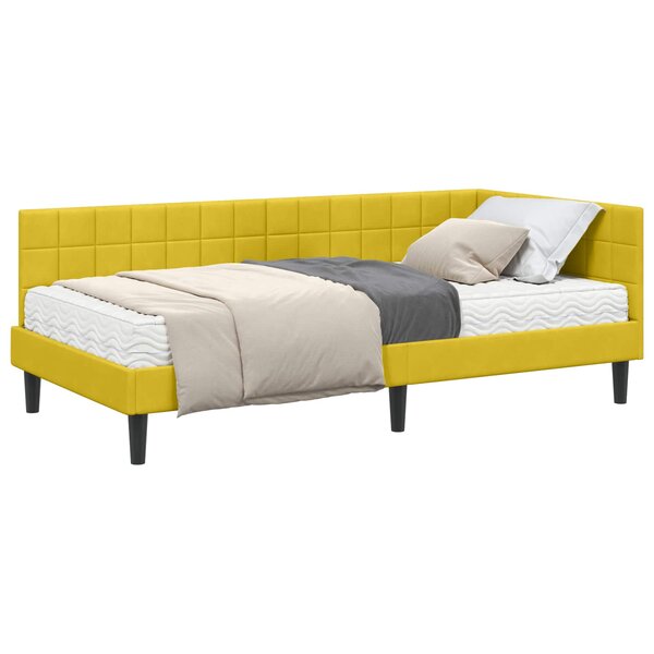 vidaXL Cadre de lit d'angle avec matelas 2 pc Jaune 90 x 200 cm