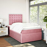 vidaXL Sommier à lattes de lit avec matelas Rose 120x200 cm Velours