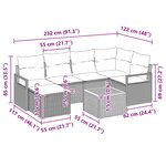 vidaXL Ensemble de canapé de jardin avec coussin 7 Pièces Noir Poly rotin