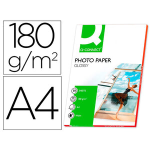 Papier photo q-connect jet d'encre glacé brillant a4 1      80g/m2 compatible toute imprimante paquet 50 feuilles