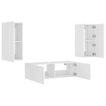 vidaXL Meuble TV muraux 3 Pièces avec lumières LED blanc