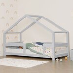 Lit cabane enfant LUCKY 70 x 160 gris clair