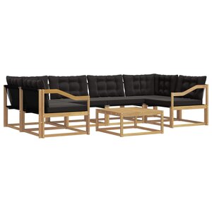 vidaXL Ensemble de canapés d'extérieur 7 pc Blanc et noir