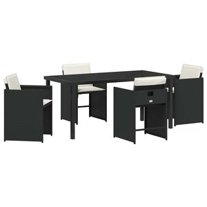 vidaXL Ensemble de salle à manger pour jardin 5 Pièces Noir polyrotin