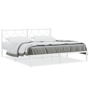 vidaXL Cadre de lit métal sans matelas et tête de lit blanc 180x200 cm