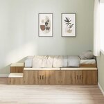 vidaXL Cadre de lit avec rangement chêne artisanal 244 x 127 x 53.5 cm