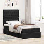 vidaXL Cadre de lit ottoman avec matelas noir 90x200 cm velours