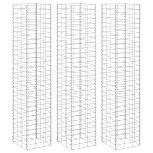 vidaXL Lits surélevés en gabion 3 Pièces 30x30x200 cm Fer
