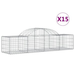 vidaXL Paniers à gabions arqués 15 Pièces 200x50x40/60 cm fer galvanisé