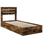 vidaXL Lit de Rangement Chêne fumé 90 x 190 cm Bois d'ingénierie
