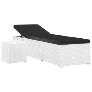 vidaXL Chaise longue avec coussin et table à thé rotin Blanc