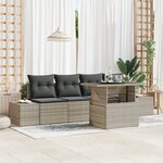 vidaXL 5 pièces de canapés de jardin avec coussins gris clair en rotin synthétique