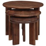 vidaXL Tables basses gigognes 3 Pièces Marron foncé Bois de mangue massif