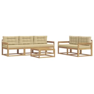 vidaXL Ensemble de canapés d'extérieur 6 pc Blanc et Beige