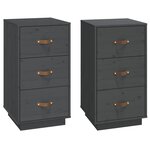  vidaXL Tables de chevet 2 Pièces Gris 40x40x75 cm Bois de pin massif
